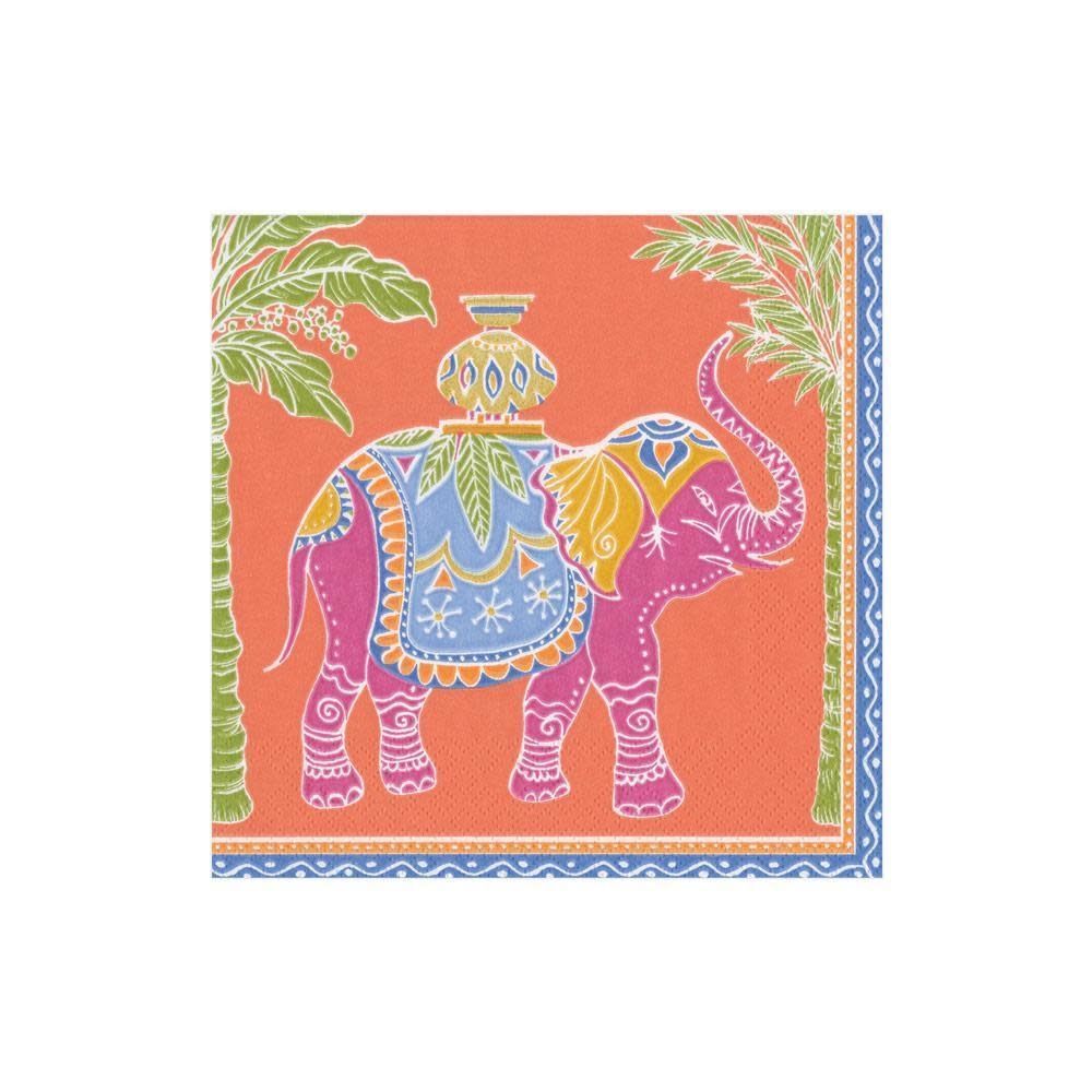 Royal Elephant Paper Cocktail Napkins in Orange - 20 Per Package