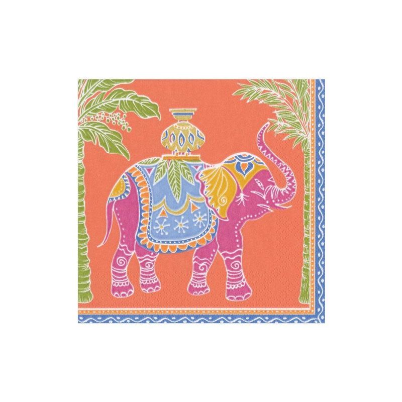 Royal Elephant Paper Cocktail Napkins in Orange - 20 Per Package