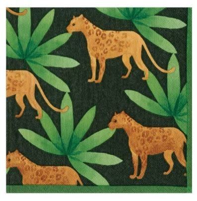 Panthera Paper Cocktail Napkins in Green - 20 Per Package