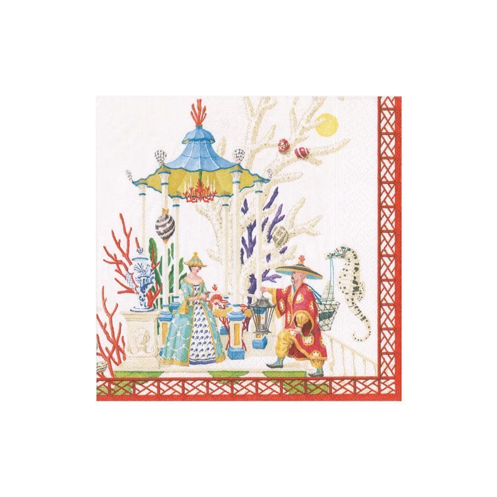 Coral Pagoda Paper Cocktail Napkins - 20 Per Package