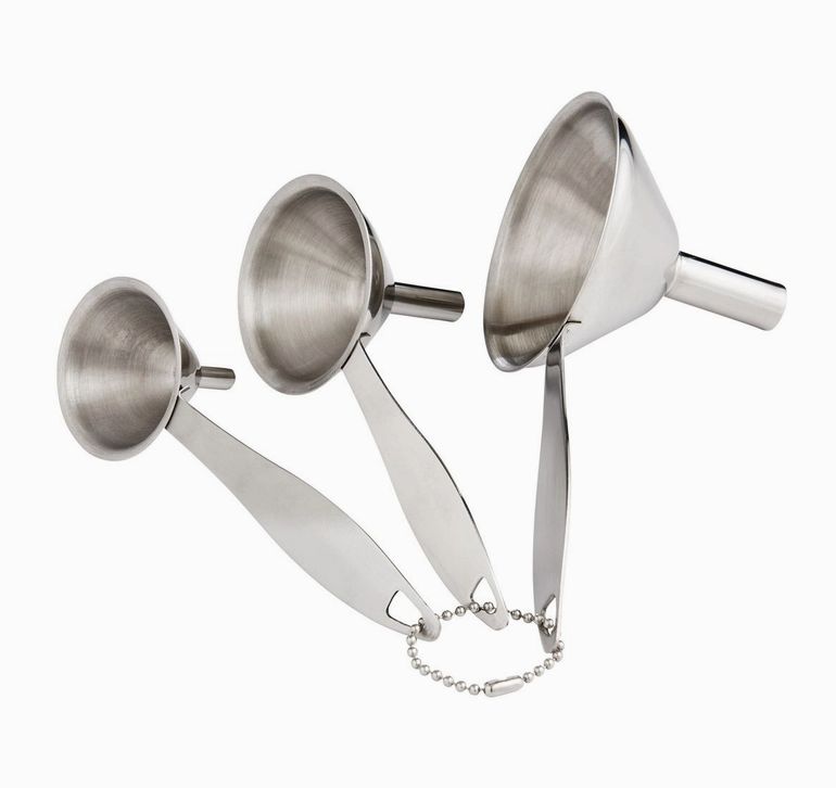 Stainless Steel Condiment Funnel Set with Handles 3pc