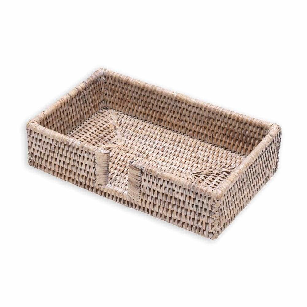 Rattan Guest Towel Napkin Holder in White Natural - 1 Each