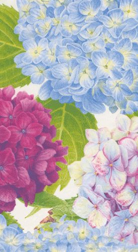 Hydrangea Garden Paper Guest Towel Napkins in Blue - 15 Per Package
