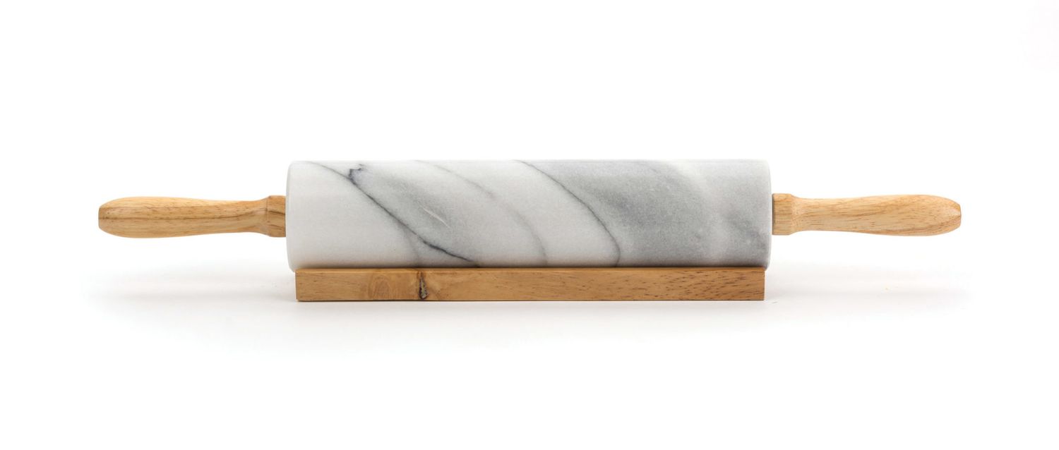 White Marble Rolling Pin with stand