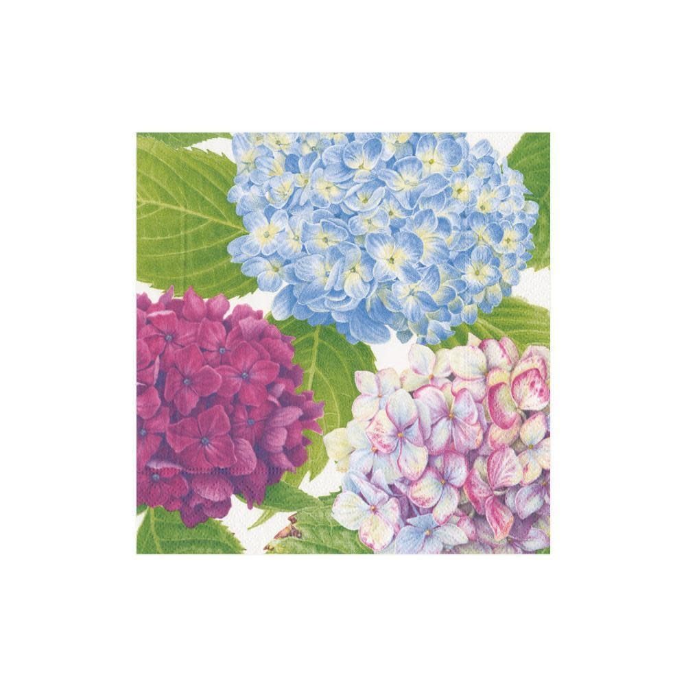 Hydrangea Garden Paper Cocktail Napkins in Blue - 20 Per Package
