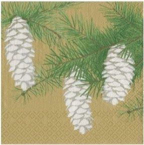 Pinecones Paper Cocktail Napkins in Gold - 20 Per Package