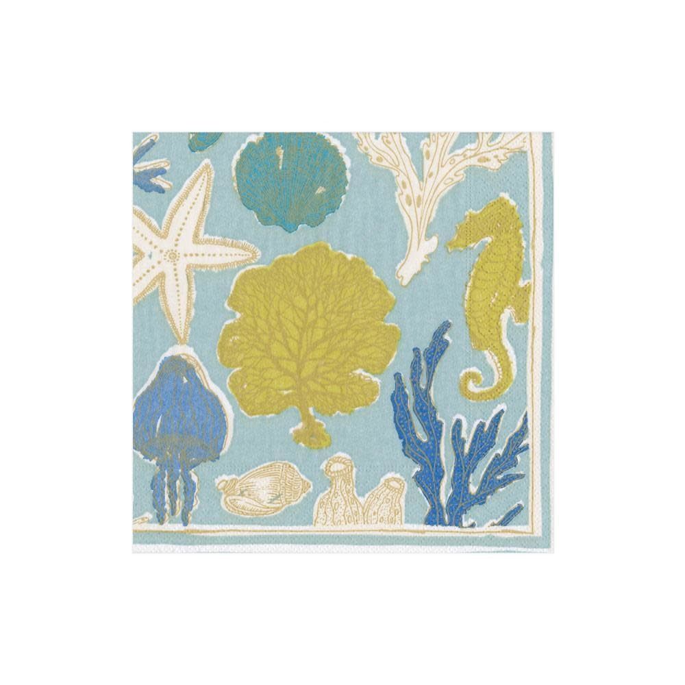 Sealife Paper Cocktail Napkins in Aqua - 20 Per Package