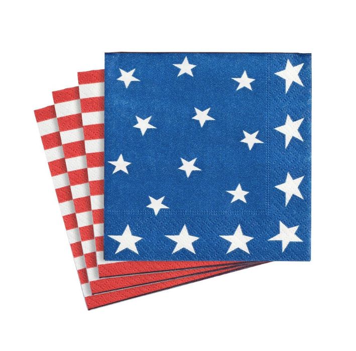 Stars and Stripes Paper Cocktail Napkins - 20 Per Package