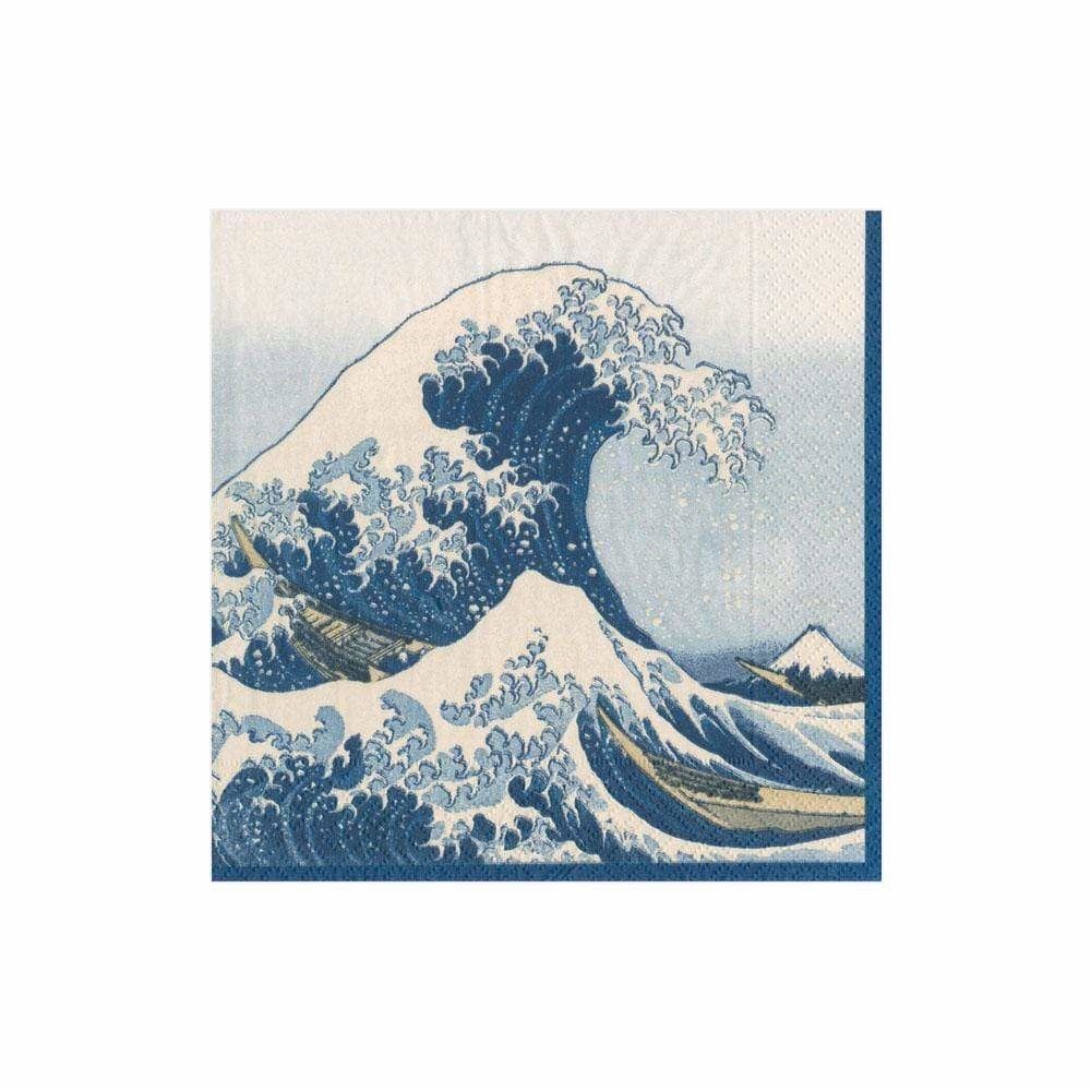 The Great Wave Paper Cocktail Napkins in Blue - 20 Per Package