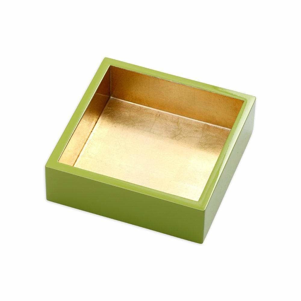 Lacquer Cocktail Napkin Holder in Sage &amp; Gold - 1 Each