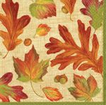 Linen Leaves Paper Cocktail Napkins in Natural - 20 Per Package