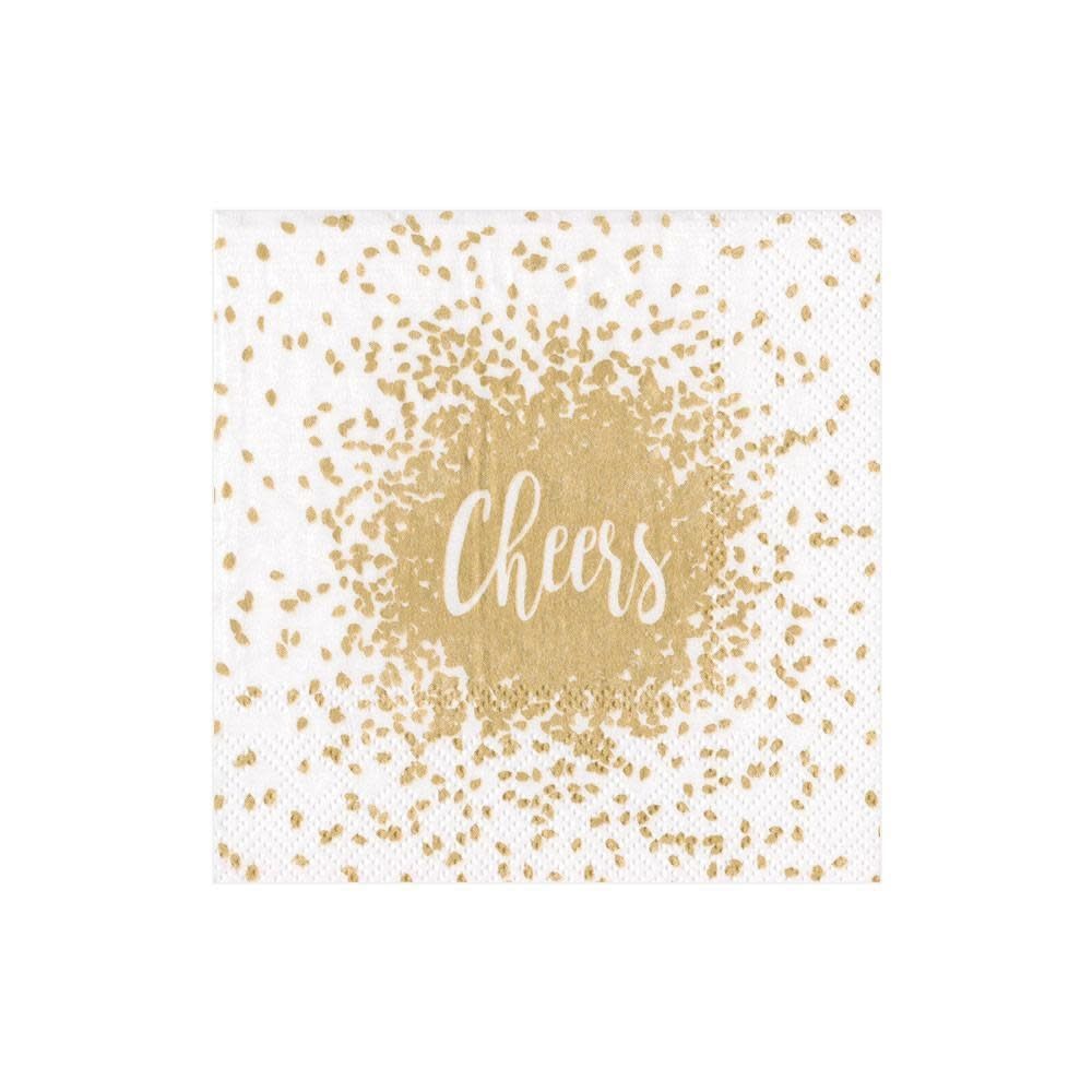 Cheers Paper Cocktail Napkins in Gold - 20 Per Package