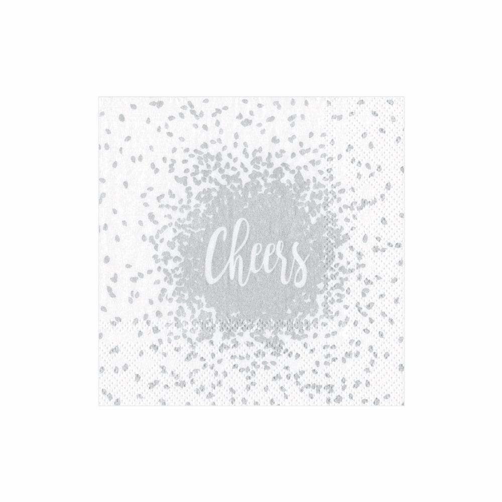 Cheers Paper Cocktail Napkins in Silver - 20 Per Package