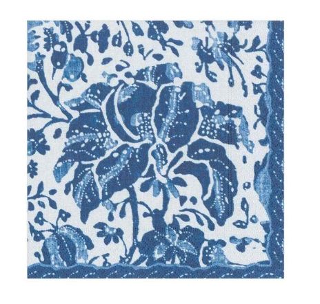 Plantation Print Paper Cocktail Napkins in Indigo - 20 Per Package
