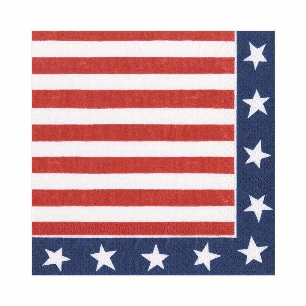 Red, White &amp; Blue Paper Cocktail Napkins - 20 Per Package