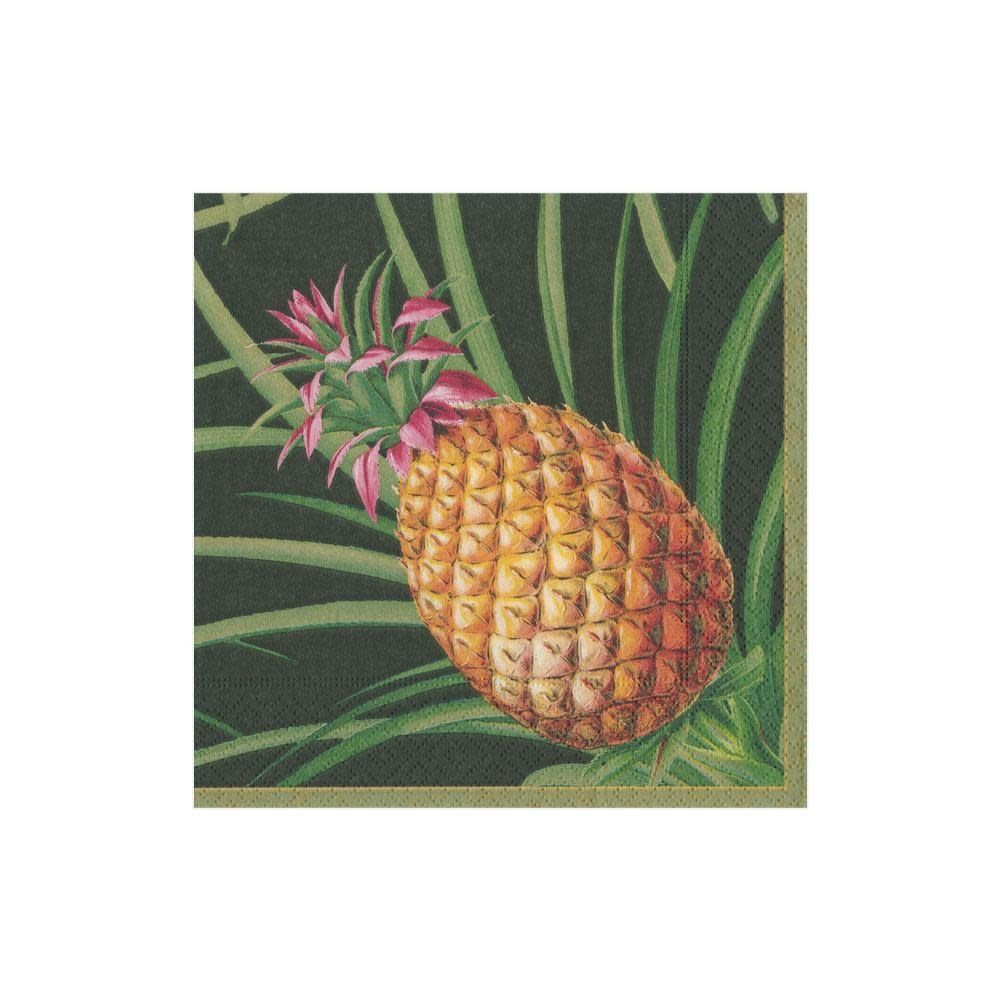 Tropical Fruit Paper Cocktail Napkins in Black - 20 Per Package