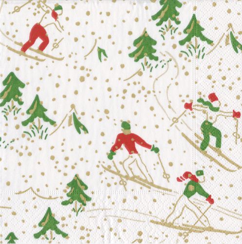 Winter Sports Paper Cocktail Napkins in White - 20 Per Package