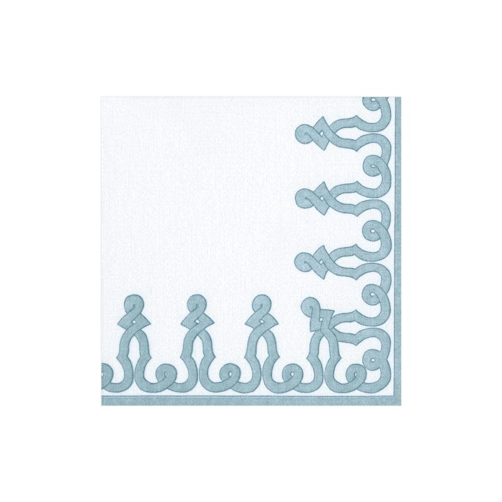 Dessin Passementerie Paper Linen Cocktail Napkins in Stone Blue - 15 Per Package