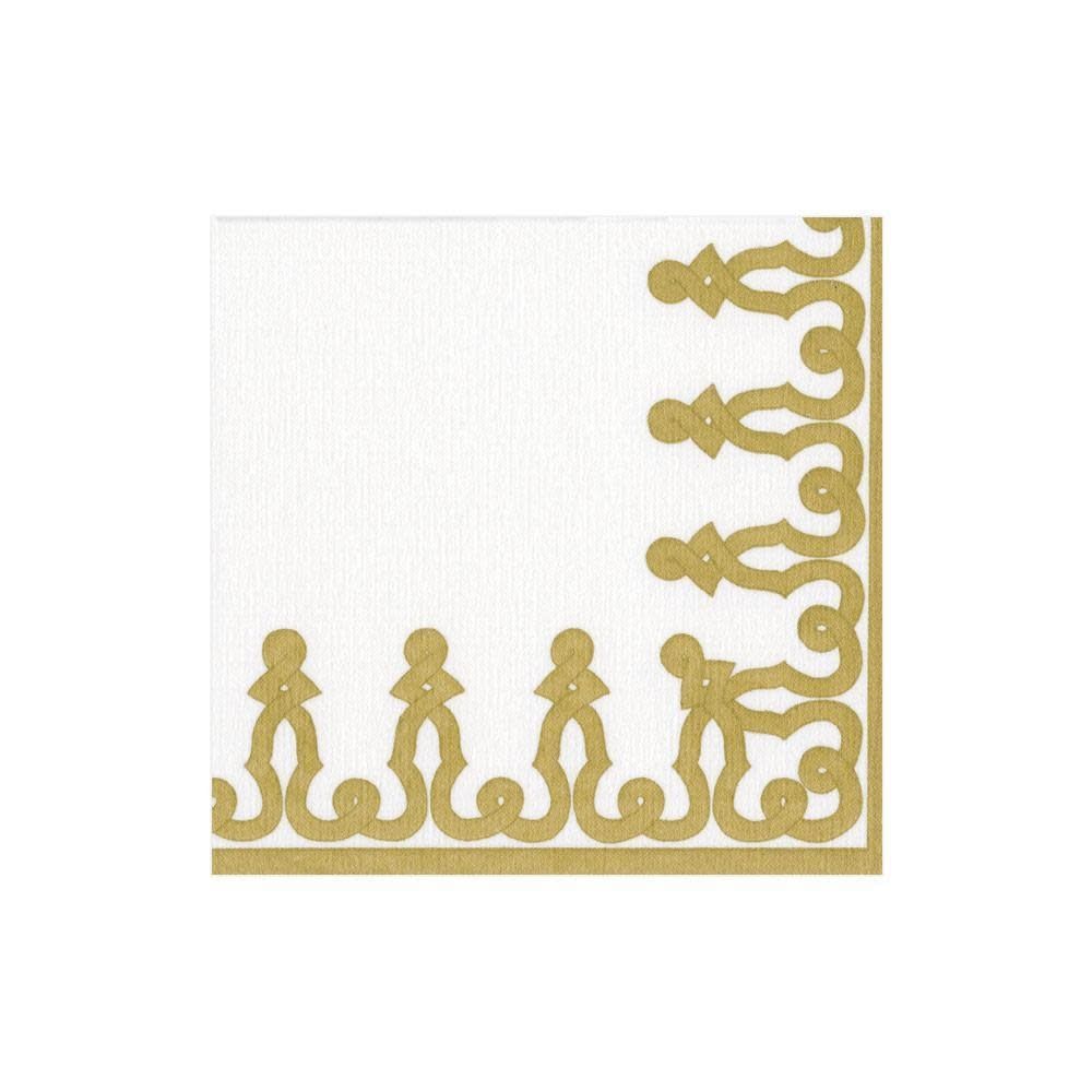 Dessin Passementerie Paper Linen Cocktail Napkins in Gold - 15 Per Package