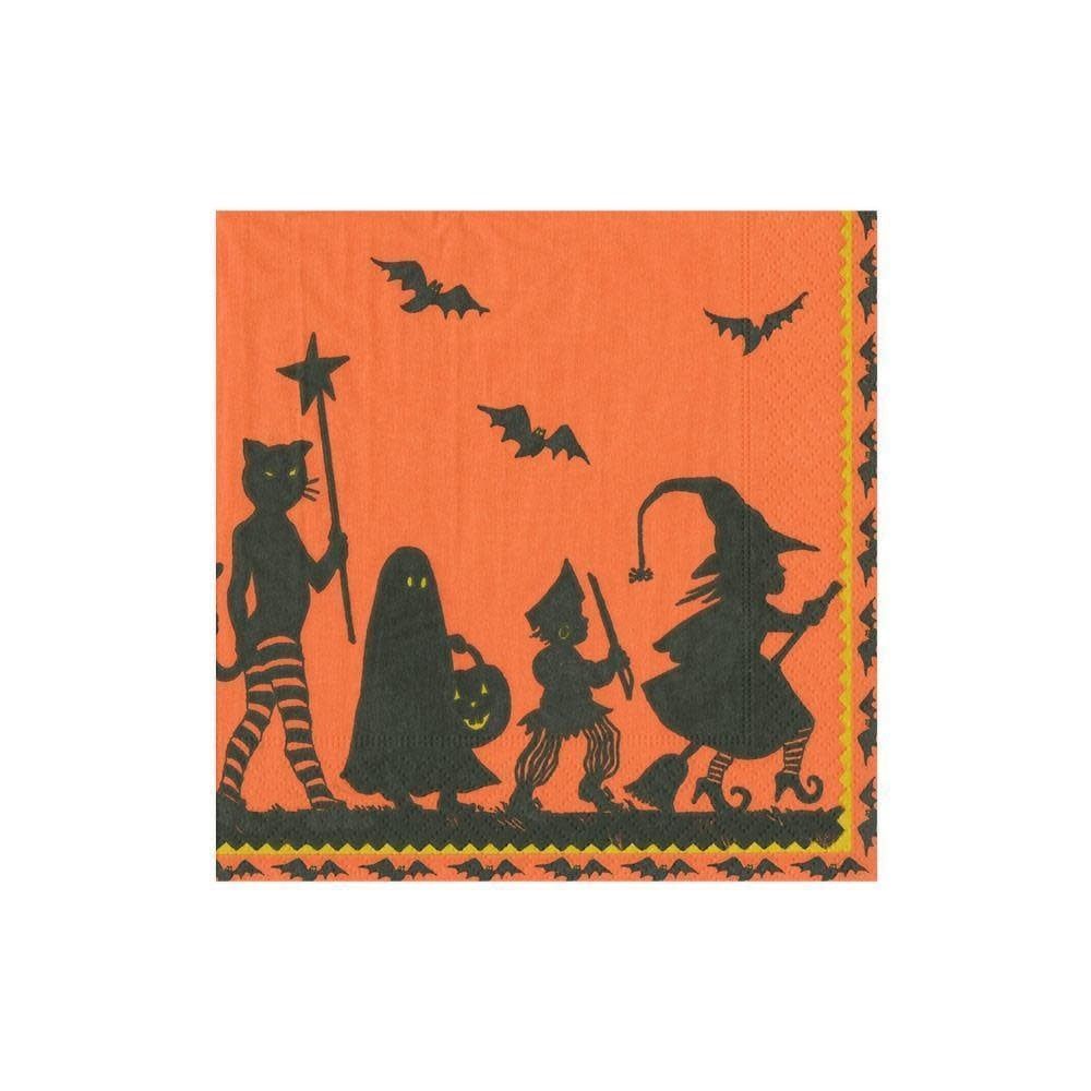 Halloween Parade Paper Cocktail Napkins in Ivory &amp; Orange - 20 Per Package
