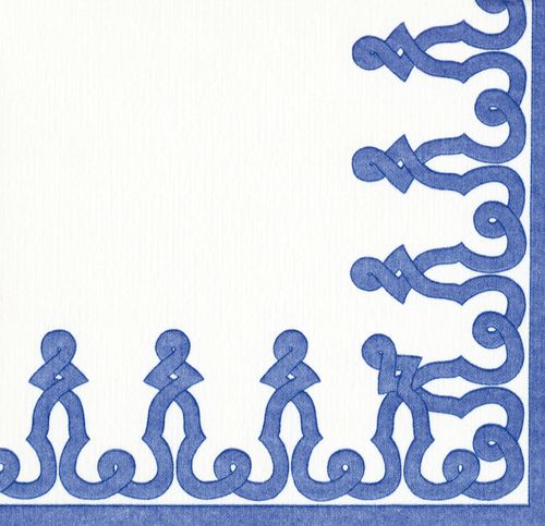 Dessin Passementerie Paper Linen Dinner Napkins in Riviera Blue - 12 Per Package