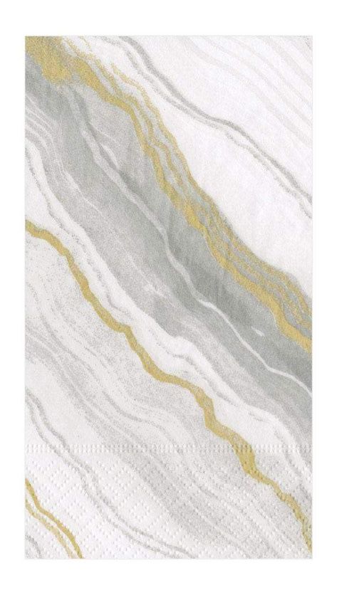 Marble Paper Guest Towel Napkins in Grey - 15 Per Package