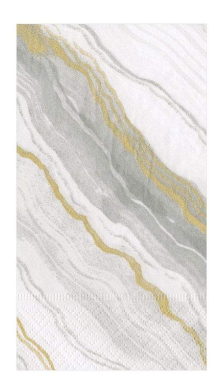 Marble Paper Guest Towel Napkins in Grey - 15 Per Package