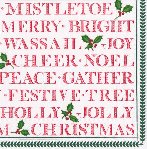 Yuletide Cheer Paper Cocktail Napkins - 20 Per Package