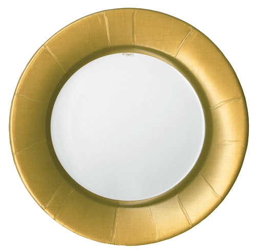 Linen Border Paper Dinner Plates in Gold - 8 Per Package