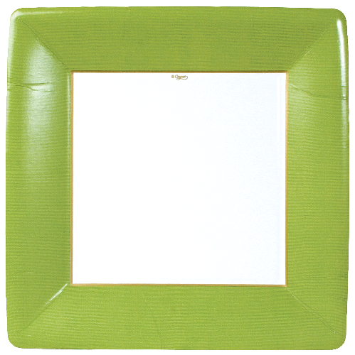 Grosgrain Square Paper Dinner Plates in Moss Green - 8 Per Package