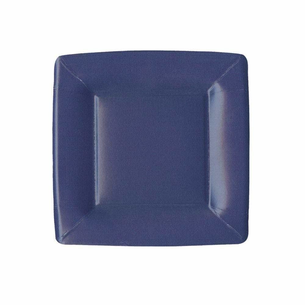 Grosgrain Border Square Paper Salad &amp; Dessert Plates in Navy - 8 Per Package