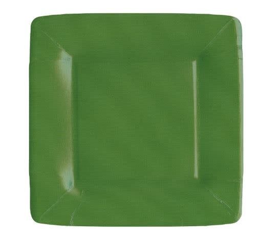Grosgrain Square Paper Salad &amp; Dessert Plates in Hunter Green - 8 Per Package