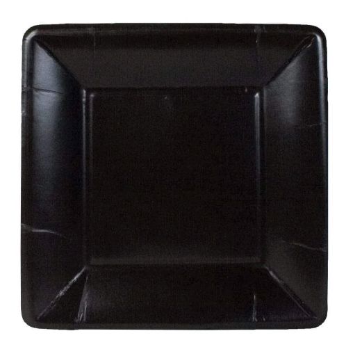 Grosgrain Square Paper Salad &amp; Dessert Plates in Black - 8 Per Package