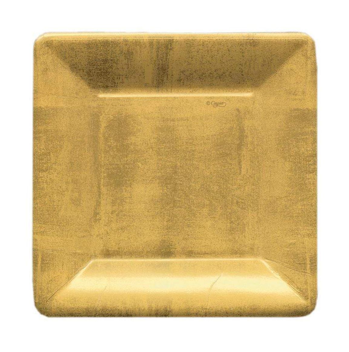 Gold Leaf Square Paper Salad &amp; Dessert Plates - 8 Per Package