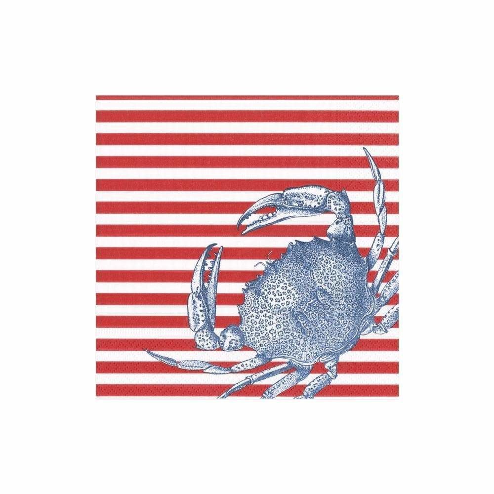 Crabs and Stripes Paper Cocktail Napkins in Red - 20 Per Package