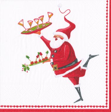Santa Serving Paper Cocktails Paper Cocktail Napkins - 20 Per Package