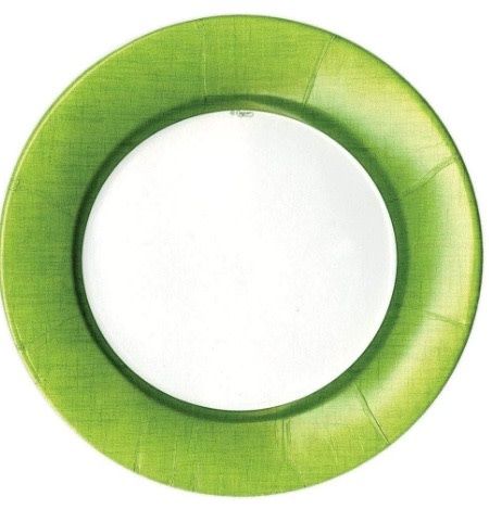 Linen Border Paper Dinner Plates in Moss Green - 8 Per Package