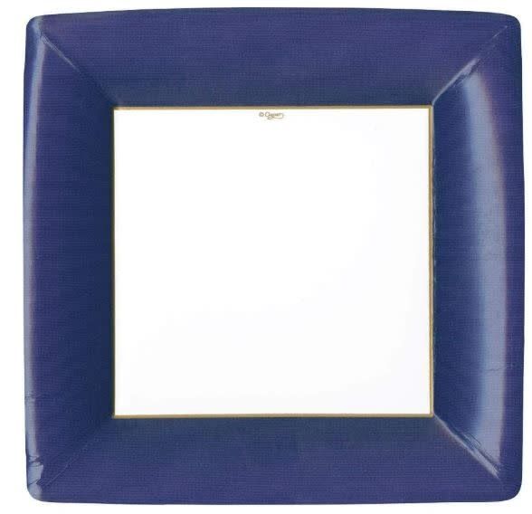 Grosgrain Border Paper Dinner Plates in Navy - 8 Per Package