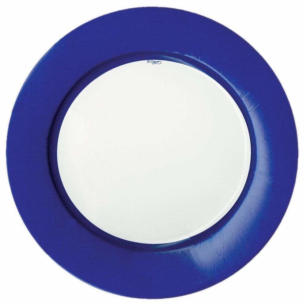 Linen Border Paper Dinner Plates in Blue - 8 Per Package