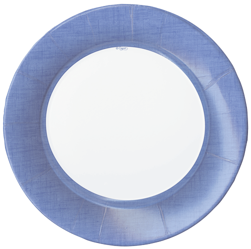 Linen Border Paper Salad &amp; Dessert Plates in Blue II - 8 Per Package