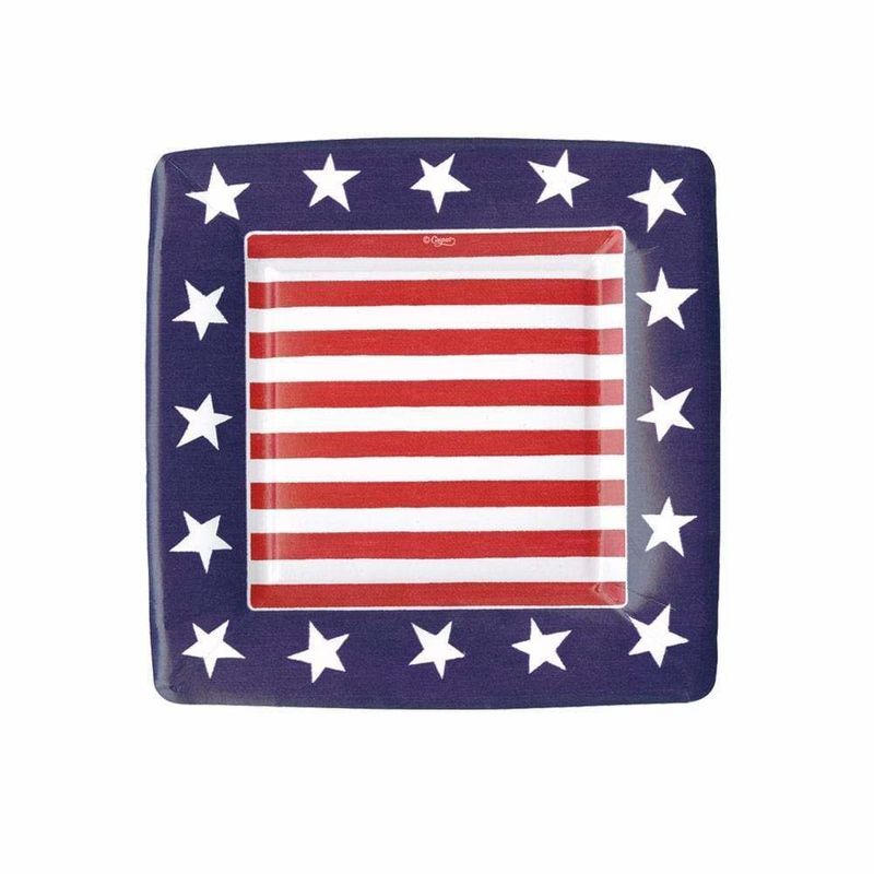 Red, White &amp; Blue Square Paper Salad &amp; Dessert Plates - 8 Per Package
