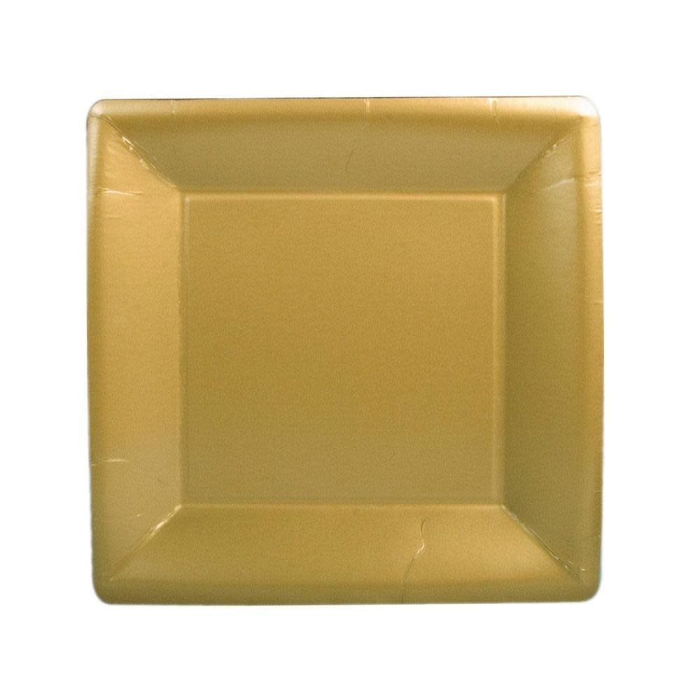 Solid Square Paper Salad &amp; Dessert Plates in Gold - 8 Per Package
