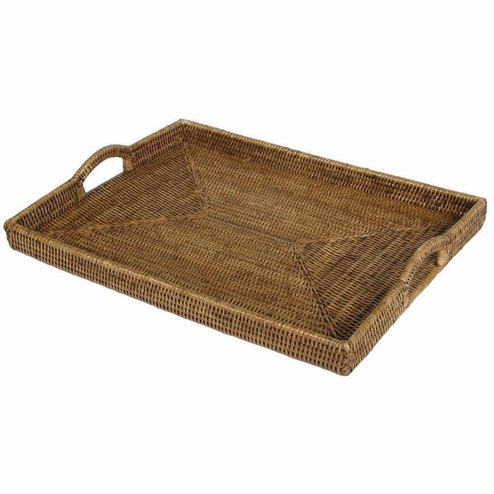 Rattan Rectangular Tray in Dark Natural - 1 Each