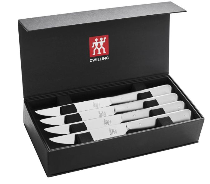 8-pc Stainless Steel Porterhouse Steak Knife Set in Black Presentation Box