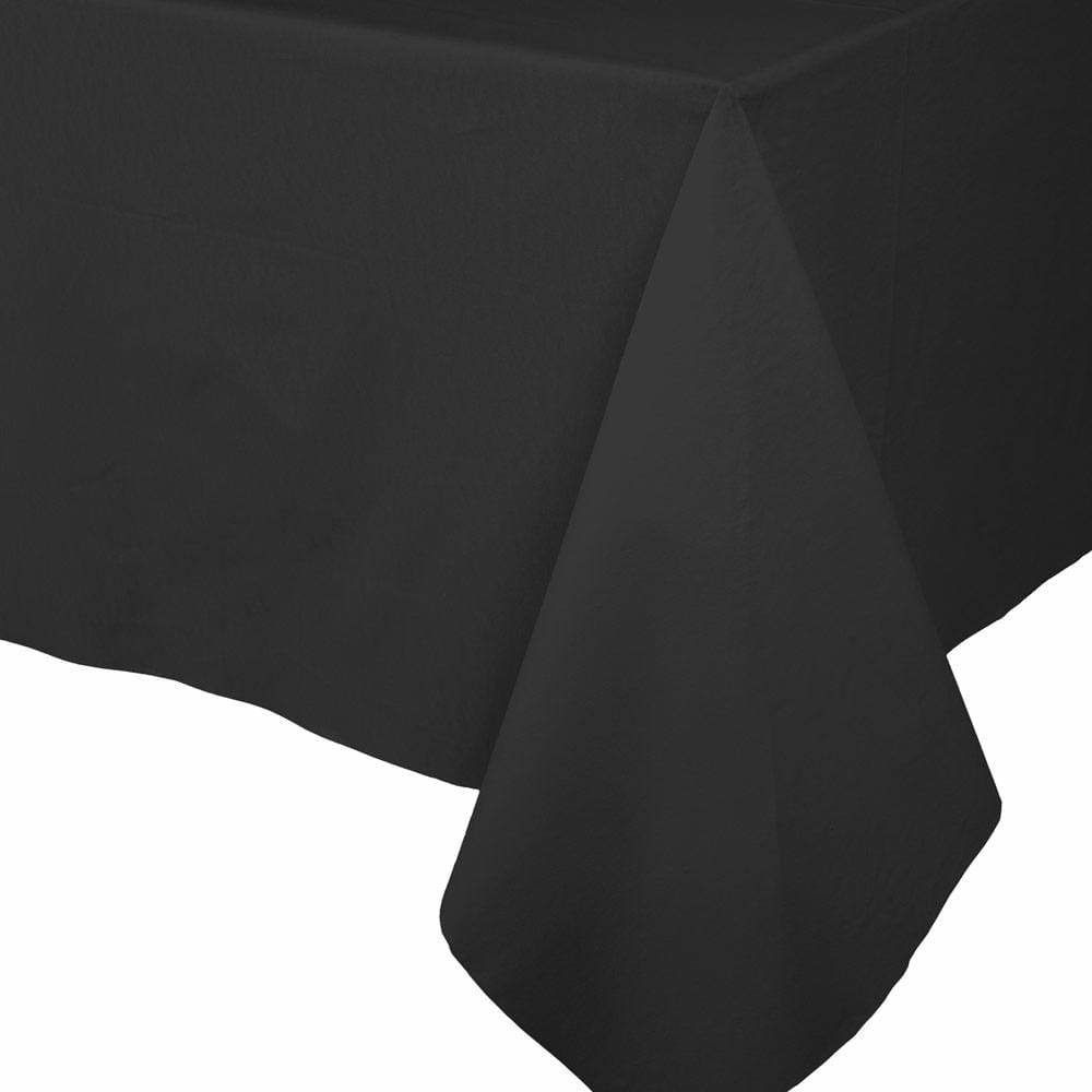 Paper Linen Black Solid Airlaid Tablecover - 1 each