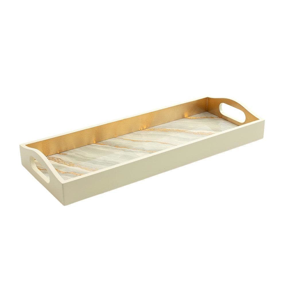 Marble Lacquer Bar Tray in Moonlight Grey - 1 Each