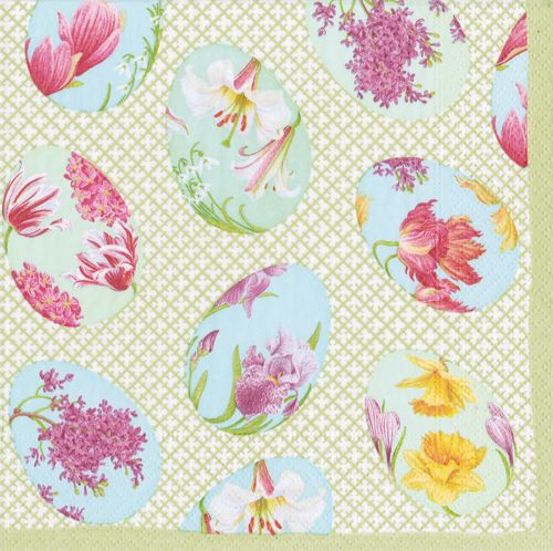 Floral Decorated Eggs Paper Cocktail Napkins - 20 Per Package