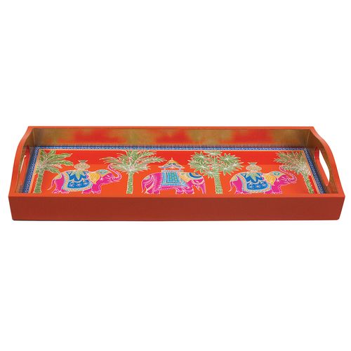Royal Elephant Orange Lacquer Bar Tray