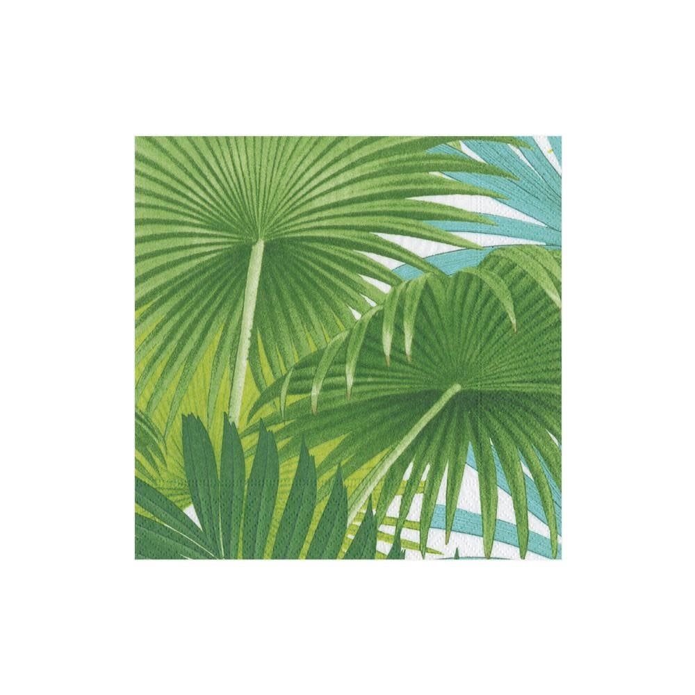 Palm Fronds Paper Cocktail Napkins in White - 20 Per Package
