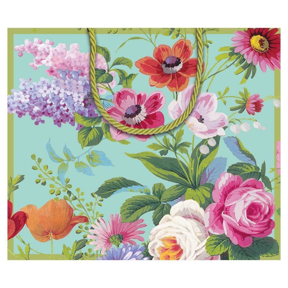 Edwardian Garden Large Gift Bag in Turquoise - 1 Each